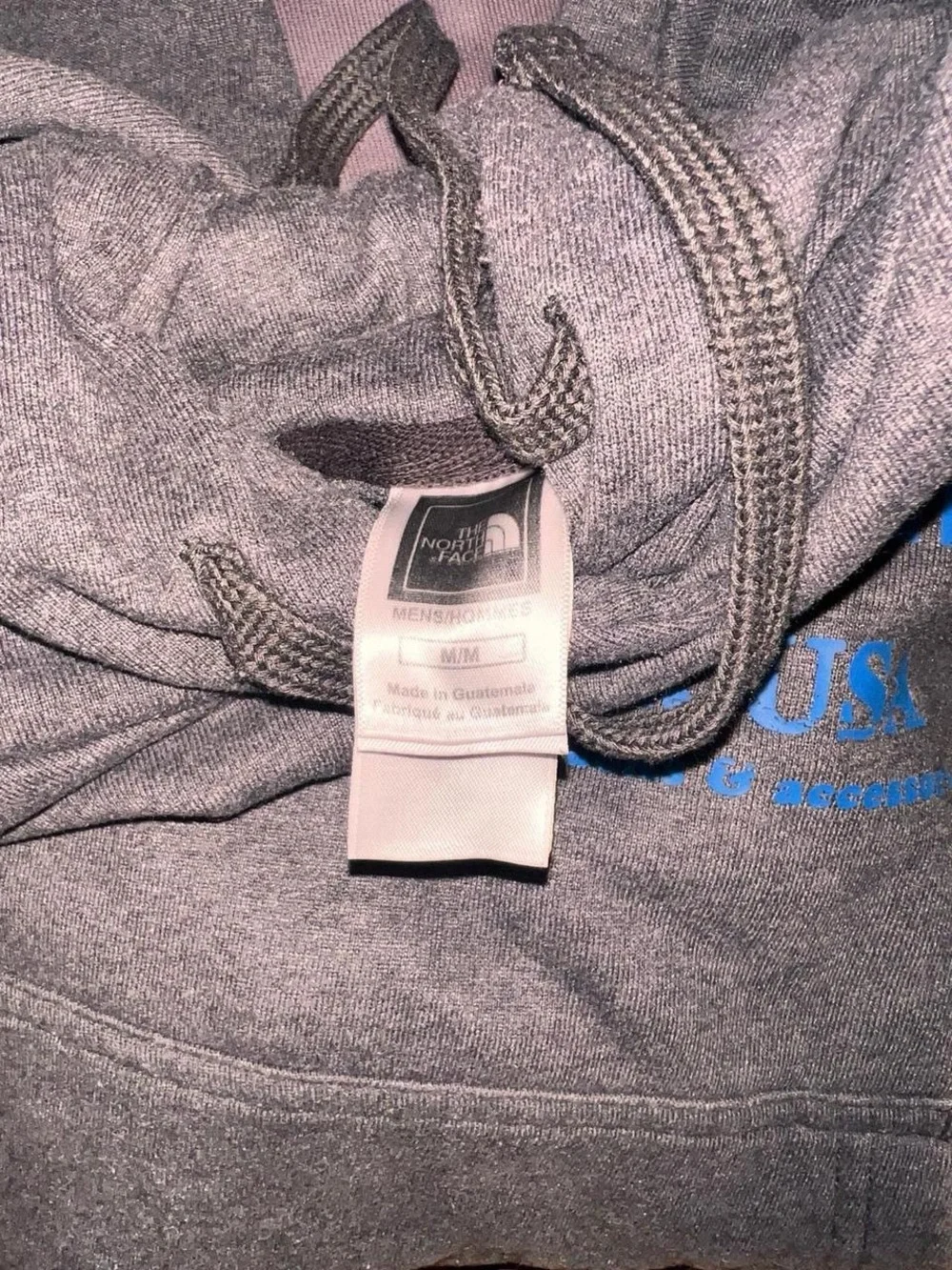 The North Face Men's Charcoal Hoodie with Blue Logo